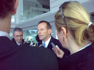 Tony Abbott speaks to reporters at the launch of his book, and defends Liberal leader Malcolm Turnbull