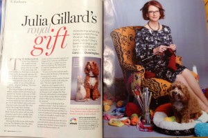 Prime Minister Julia Gillard knitting a toy kangaroo for the royal baby gift in lastest edition of The Australian Women's Weekly