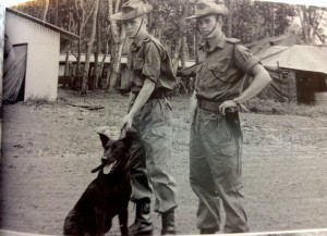 Caesar with his handler, Pete Haran (left) on duty in Vietnam (picture from Haran's book, Trackers)